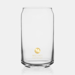 Masculine Gold Personalised Groomsmen Can Glass