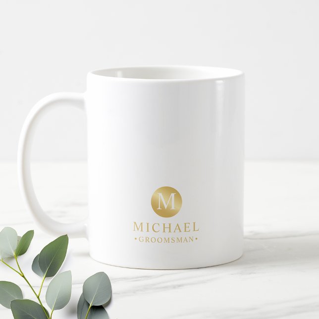 Masculine Gold Personalised Groomsmen Coffee Mug (Creator Uploaded)