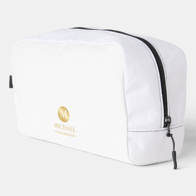 Masculine Gold Personalised Groomsmen Dopp Kit (Right Corner)