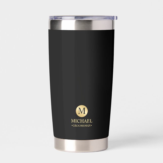 Masculine Gold Personalised Groomsmen Insulated Tumbler (Left)