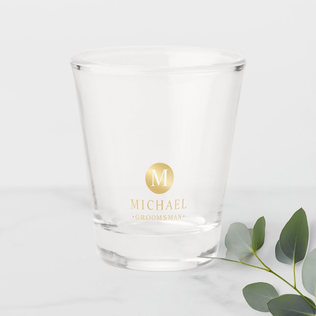 Masculine Gold Personalised Groomsmen Shot Glass (Creator Uploaded)