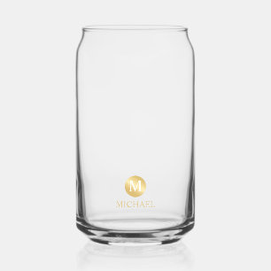 Masculine Gold Personalised Monogram and Name Can Glass