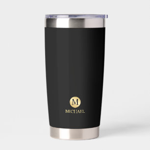 Masculine Gold Personalised Monogram and Name Insulated Tumbler