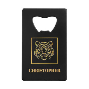 Masculine Gold Tiger Face Credit Card Opener