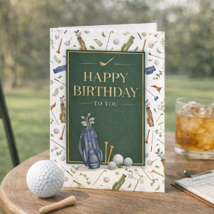 Masculine Golf Happy Birthday Card for Him