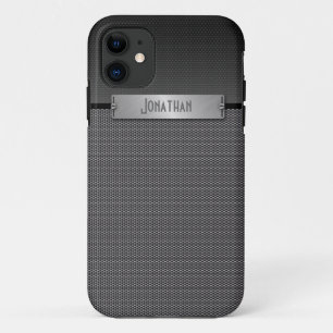 Masculine Grey Metal Chain Look Monogram iPhone 11 Case