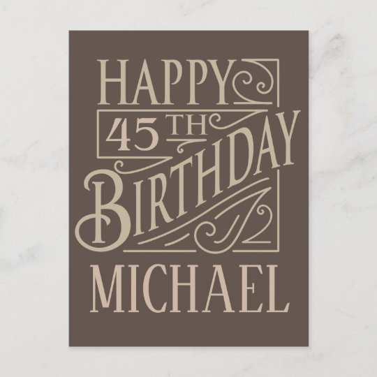 Masculine Happy Birthday Design Announcement Postcard Zazzle Co Uk