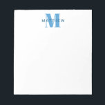 Masculine Initial/Name Monogram Blue Notepad<br><div class="desc">Personalise this note pad for yourself or as a gift! Add your name using the easy template form. Select "customise further" to change fonts or colours.</div>