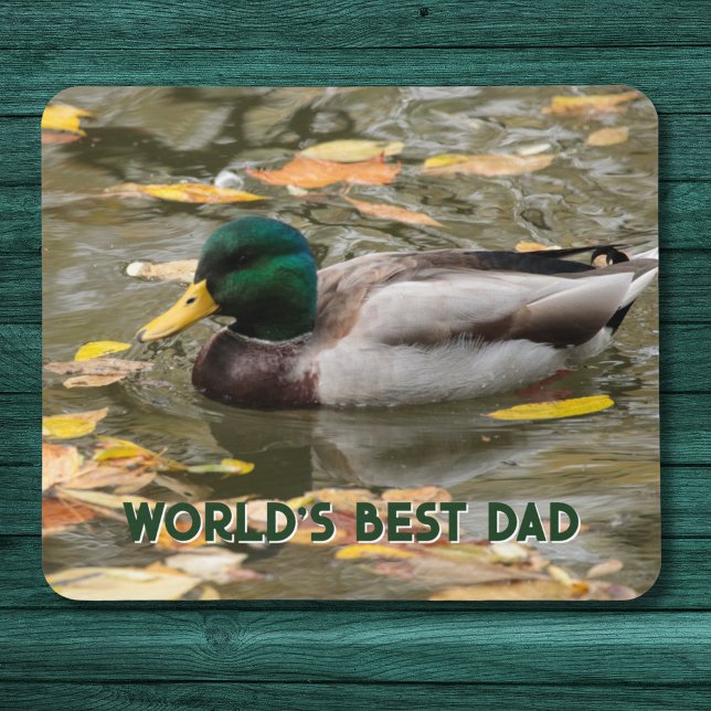 Masculine Mallard Duck Custom Text Father's Day Mouse Mat (For the duck loving dad, this mousepad with custom text is a great Father's Day gift. )