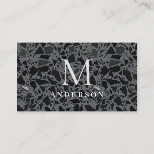 Masculine Marble Double Monogram Business Card