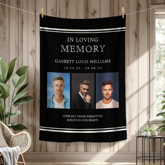 Masculine Memorial Photo In Loving Memory Fleece Blanket (Masculine Memorial Photo In Loving Memory Black and White  Fleece Blanket)