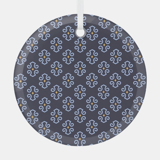 Masculine Modern, Abstract Geometric Pattern. Glass Tree Decoration (Front)