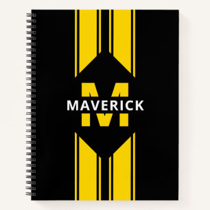 Masculine Modern Monogram and Name Notebook