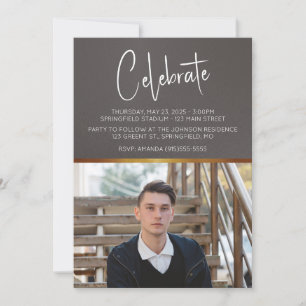 Masculine Modern Photo Graduation Invitation
