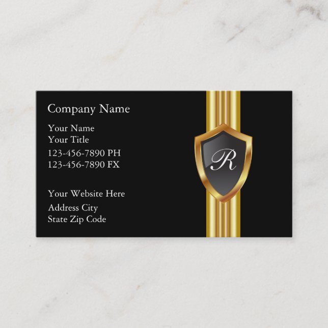 Masculine Monogram Business Cards (Front)