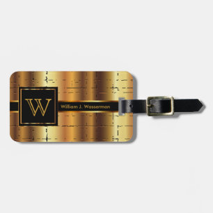 Masculine Monogram Executive Style - Gold Metal Luggage Tag