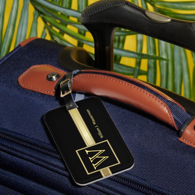 Masculine Monogram Executive Style Luggage Tag (Front Insitu 1)
