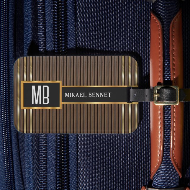 Masculine Monogram Executive Style  Luggage Tag (Front Insitu 4)