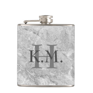 Masculine Monogrammed Grey Granite Flask