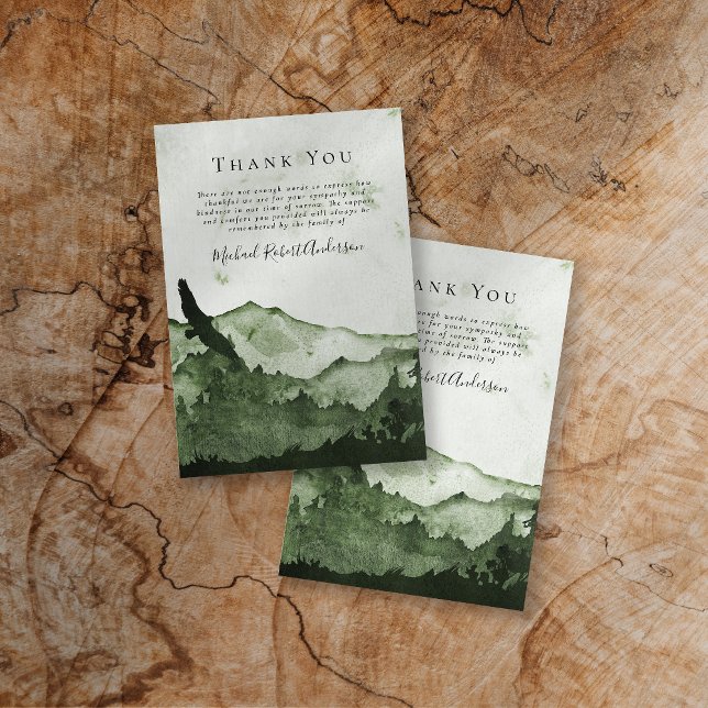Masculine Mountain Forest Sympathy Funeral Thank You Card (Creator Uploaded)