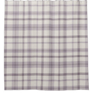 Masculine Muted Purple Plaid w/ Linen Texture Shower Curtain
