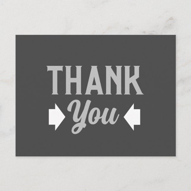 Masculine or Business Grey Thank You Postcard (Front)