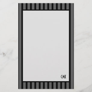 Masculine Personalised Black and Grey Stripes Stationery