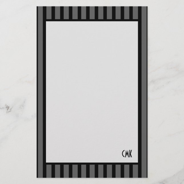 Masculine Personalised Black and Grey Stripes Stationery (Front)