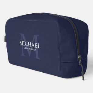 Masculine Personalised Monogram and Name Groomsmen Dopp Kit