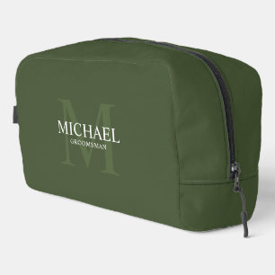 Masculine Personalised Monogram and Name Groomsmen Dopp Kit