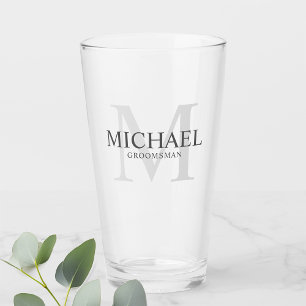 Masculine Personalised Monogram and Name Groomsmen Glass