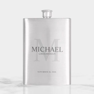Masculine Personalised Monogram and Name Groomsmen Hip Flask