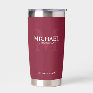 Masculine Personalised Monogram and Name Groomsmen Insulated Tumbler