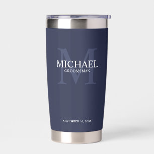 Masculine Personalised Monogram and Name Groomsmen Insulated Tumbler