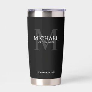 Masculine Personalised Monogram and Name Groomsmen Insulated Tumbler