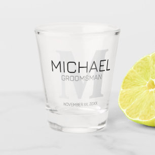 Masculine Personalised Monogram and Name Groomsmen Shot Glass