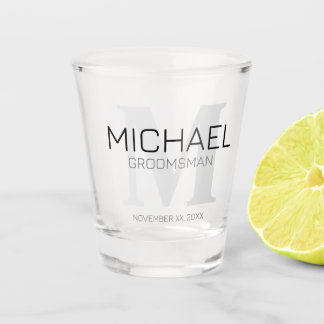Masculine Personalised Monogram and Name Groomsmen Shot Glass