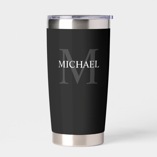 Masculine Personalised Monogram and Name Insulated Tumbler (Left)