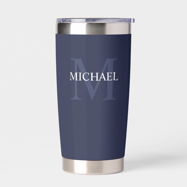Masculine Personalised Monogram and Name Insulated Tumbler (Left)