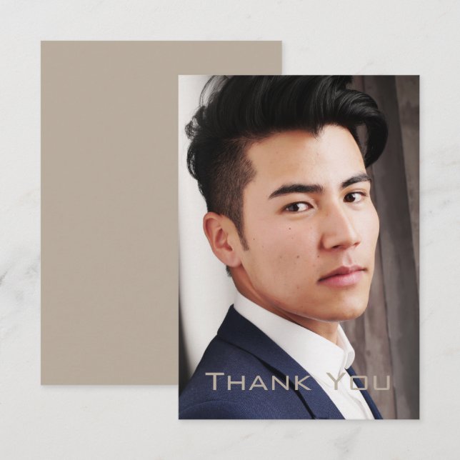 Masculine Photo Flat Thank You Card (Front/Back)