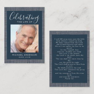 Masculine Photo Funeral Sympathy Prayer Card