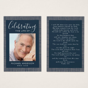 Masculine Photo Funeral Sympathy Prayer Card