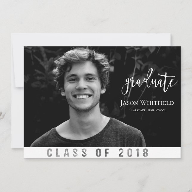 Masculine Photo Graduation Announcement (Front)