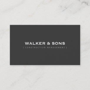 MASCULINE plain simple smart dark charcoal grey Business Card
