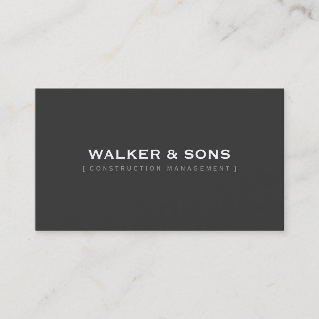 MASCULINE plain simple smart dark charcoal grey Business Card (Front)