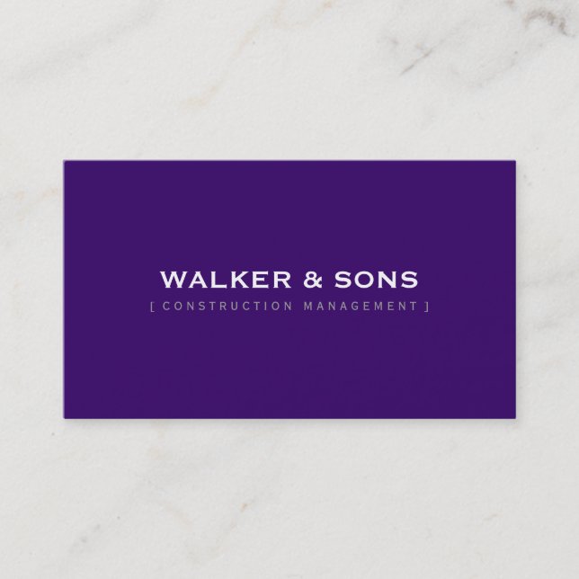MASCULINE plain simple smart dark royal purple Business Card (Front)