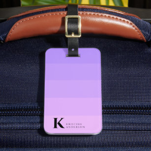 Masculine Purple Lilac Ombre Classic Monogram Luggage Tag