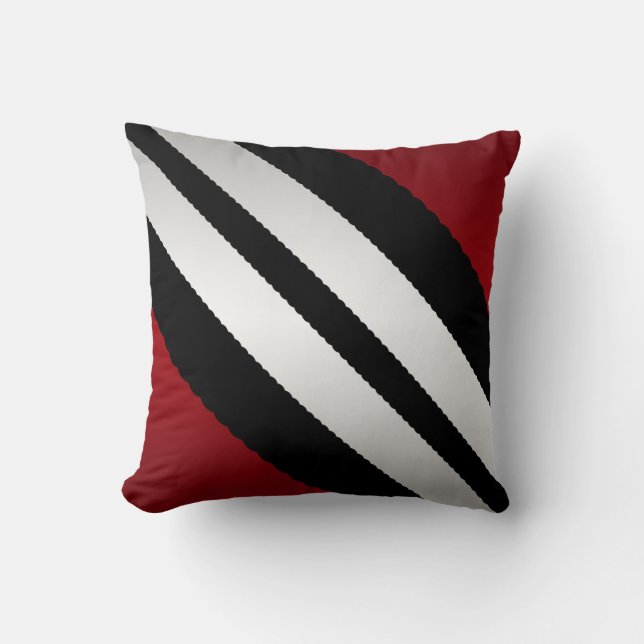 Masculine  Red Black Grey Stripes Design Cushion (Front)