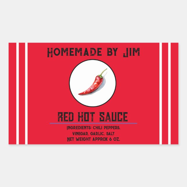 Masculine Red Hot Chilli Sauce Pepper Label  (Front)