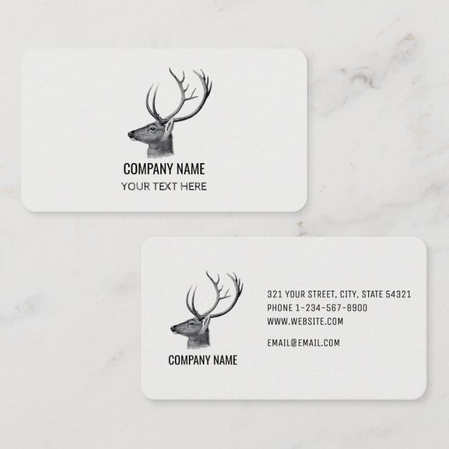 Masculine Rustic Deer Head  Business Card (Front/Back)